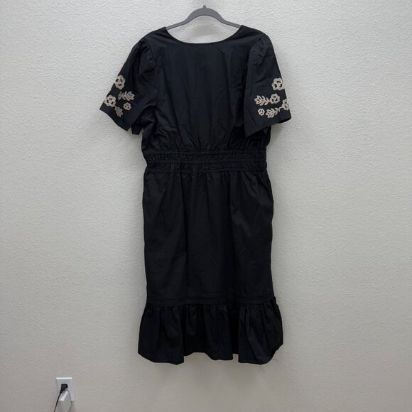 French Connection Black Floral Embroidered Dress w Pockets Womens size XL NEW - Picture 8 of 10